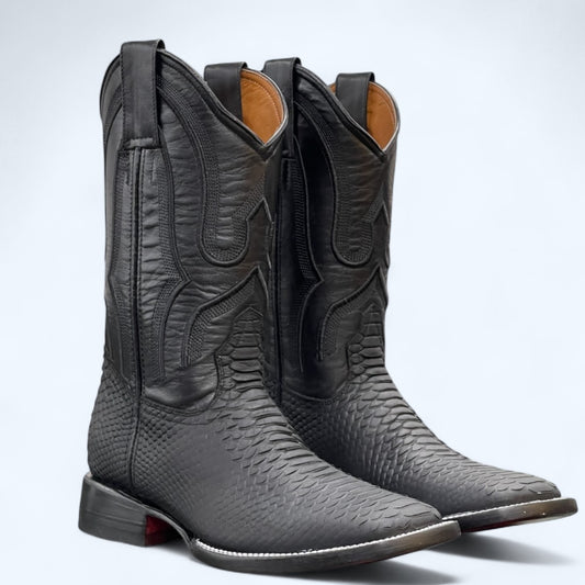 TBC BOOTMAKERS Black Python Print Red Bottom Square Toe 2007