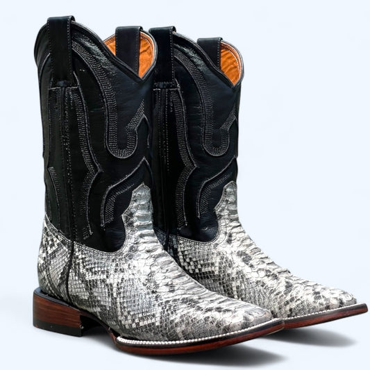 TBC BOOTMAKERS Natural Python Leather Print Square Toe 2045