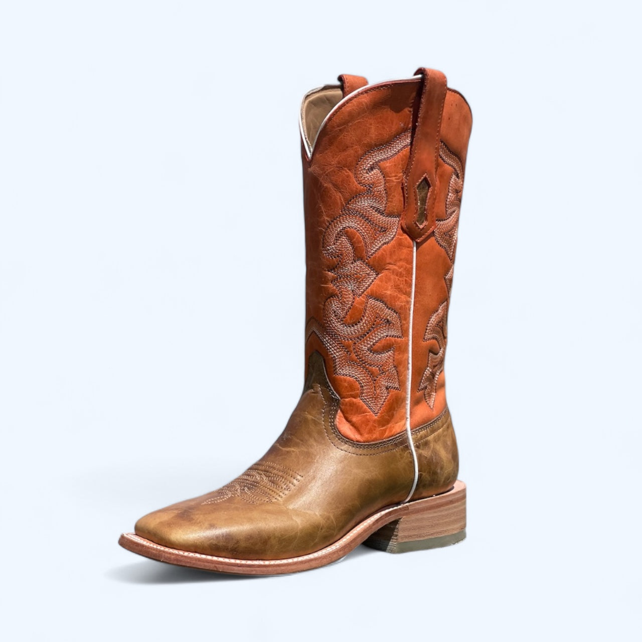 Corral Men's Sand/ Orange Wide Square Toe Leather Boot