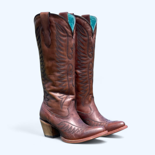 Corral Women's LD Cognac Embroidery Tall Boot E1570