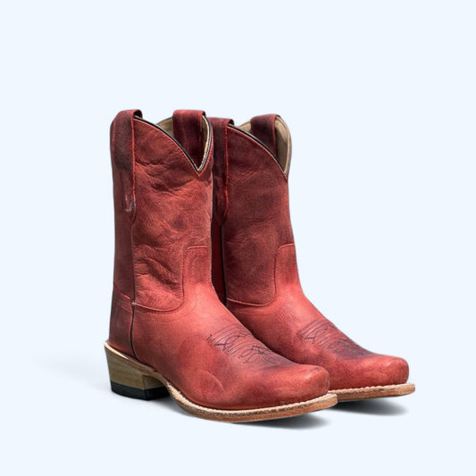 Old West Women’s Red Bootie Square Toe 18146