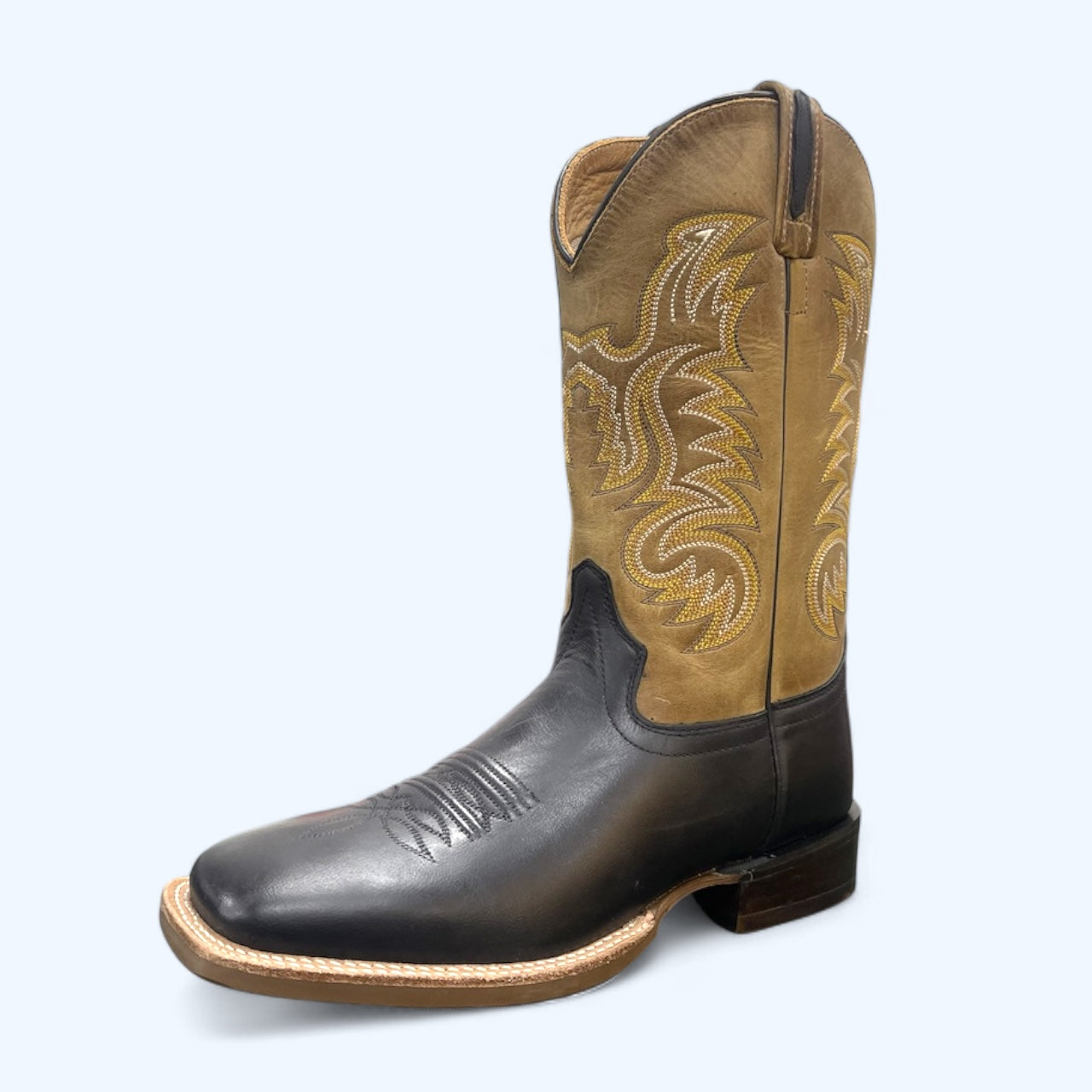 Old West Men’s Black/Tan Square Toe Bsm1811