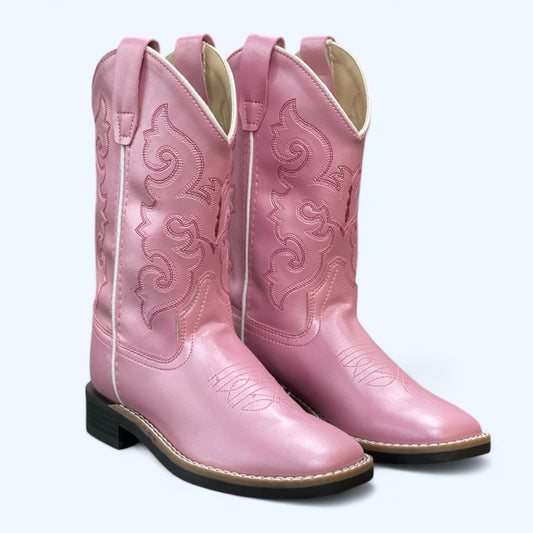 OLD WEST GIRLS PINK SQUARE TOE BOOT VB9120