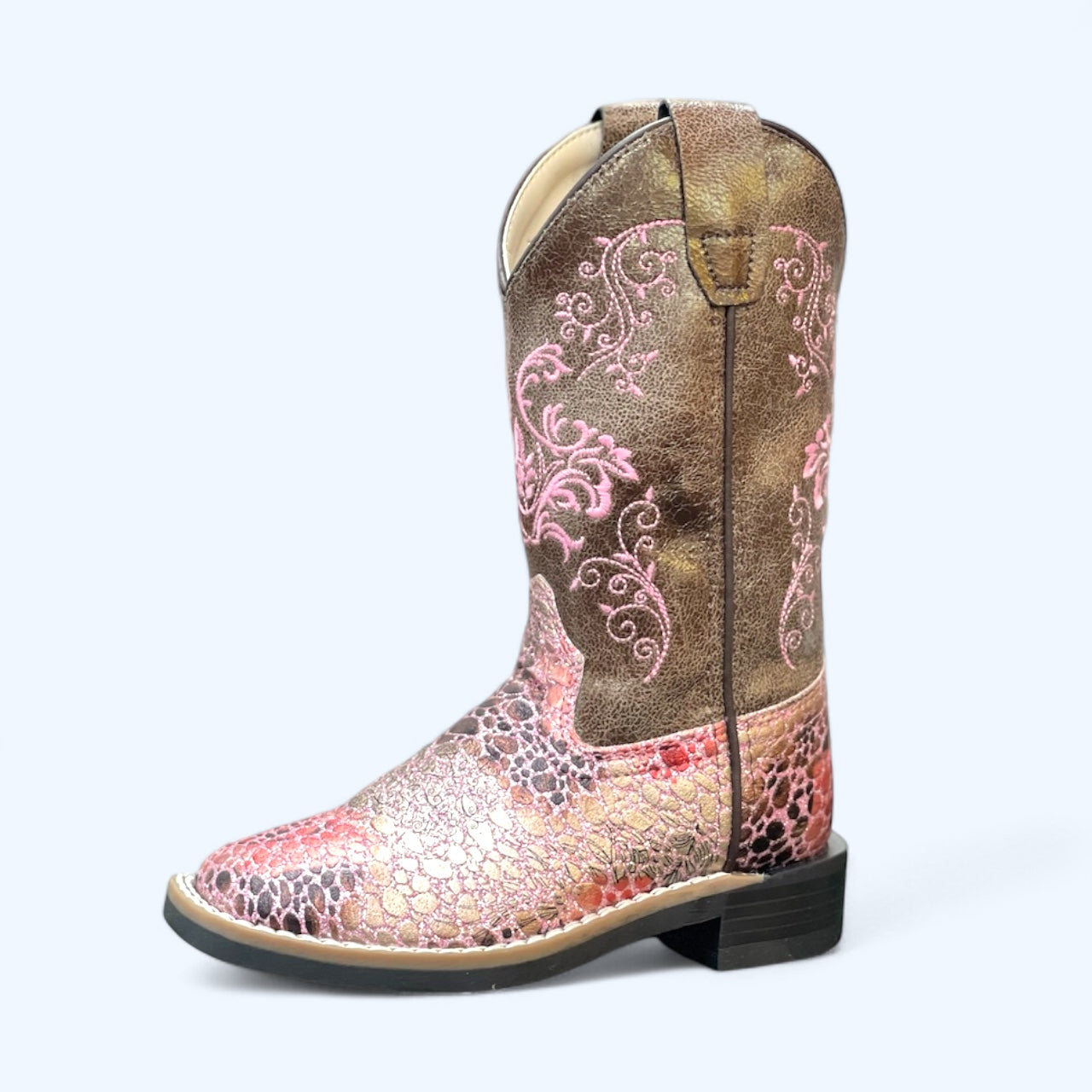 OLD WEST GIRLS PINK SCALES SQUARE TOE VB9154