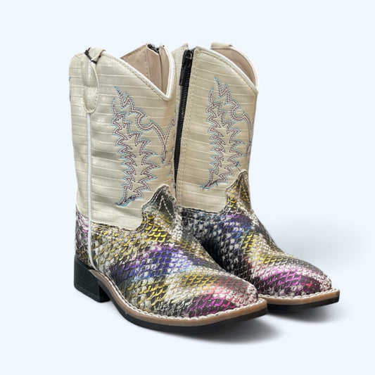 Old West Toddlers Rainbow Python Print Boot VB1077