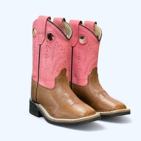 OLD WEST TODDLERS BROWN W/PINK TOP BSI1839