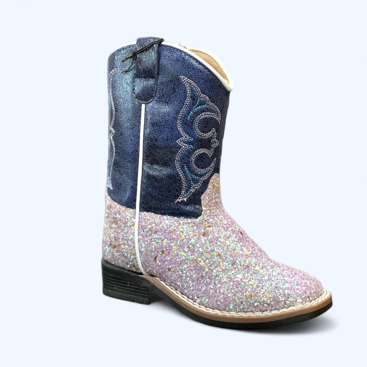 Old West Toddler Navy Blue with Light Purple Sparkle Boot VB1083