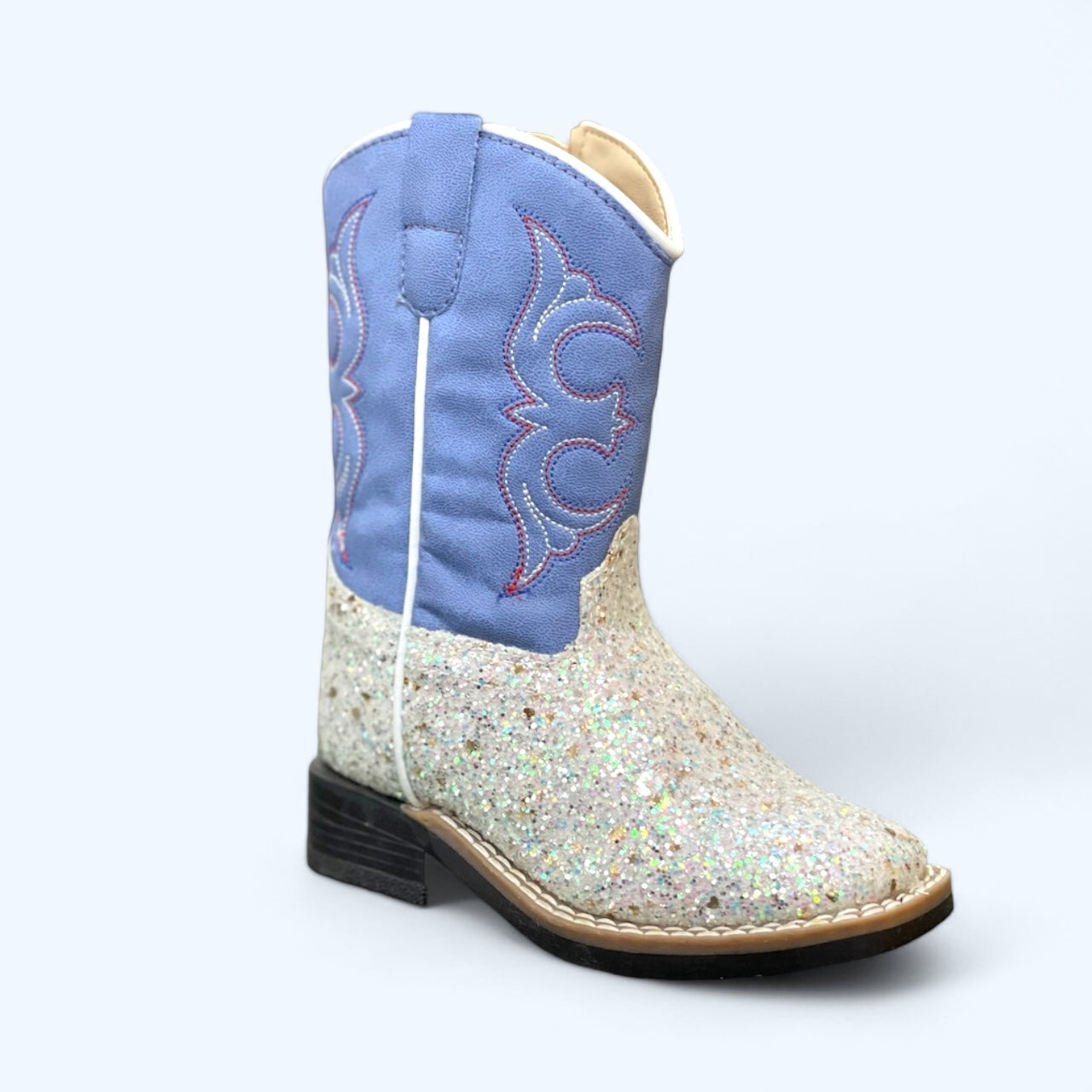 Old West Toddler Blue with White Sparkle Boot VB1082