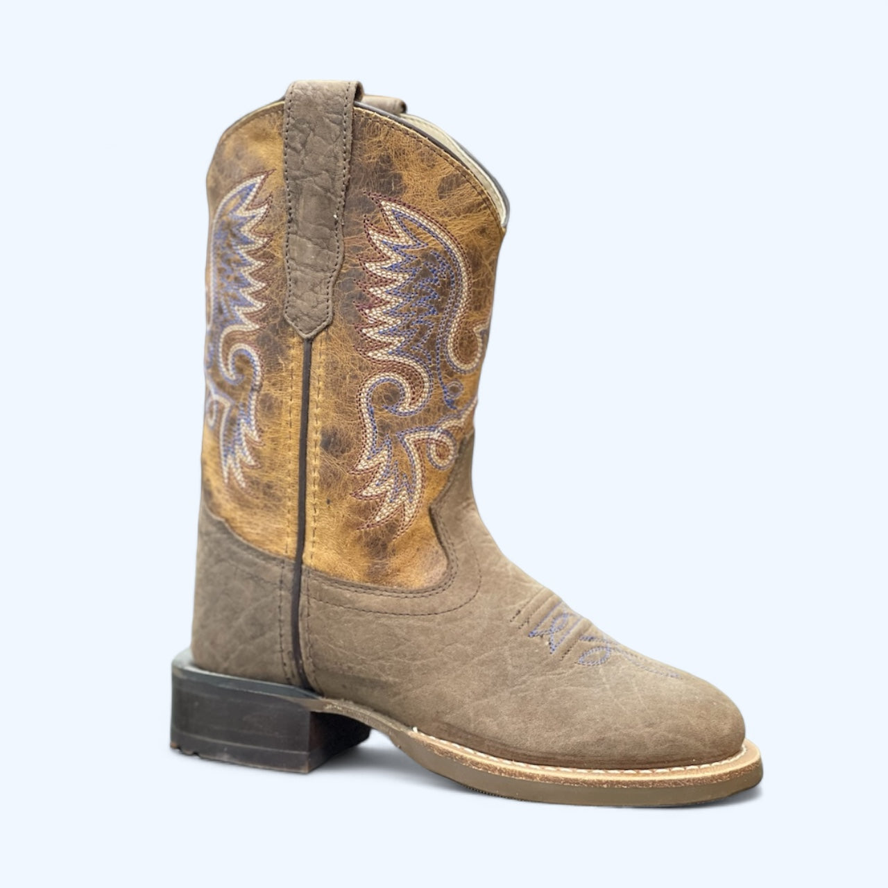 Old West Boys Roper Brown Bullhide Leather Boot BRC2011