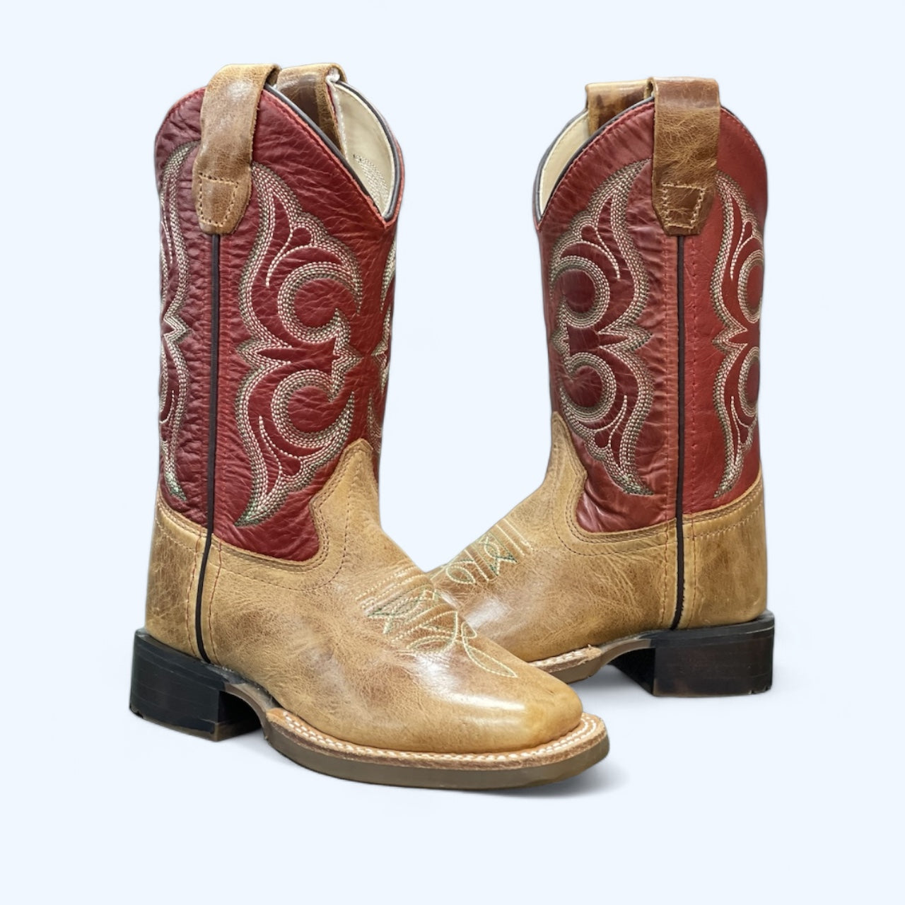 OLD WEST BOYS CACTUS TAN W/MAROON TOP BSC1941