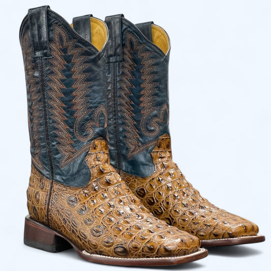 TBC BOOTMAKERS Honey Crocodile Print Blue Top Square Toe 2006