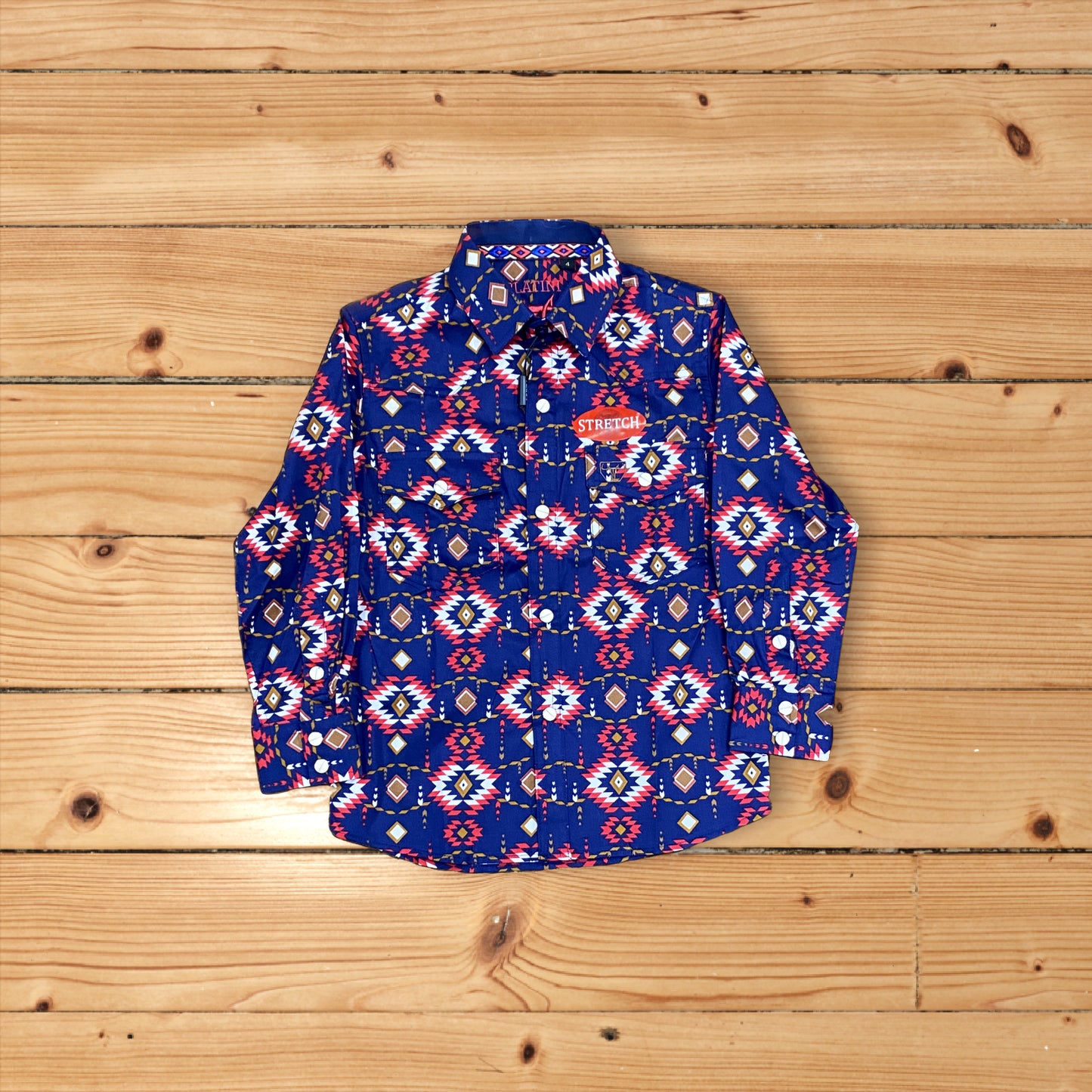 Platini Kids Western Aztec Print Shirt with Snaps AZK9083