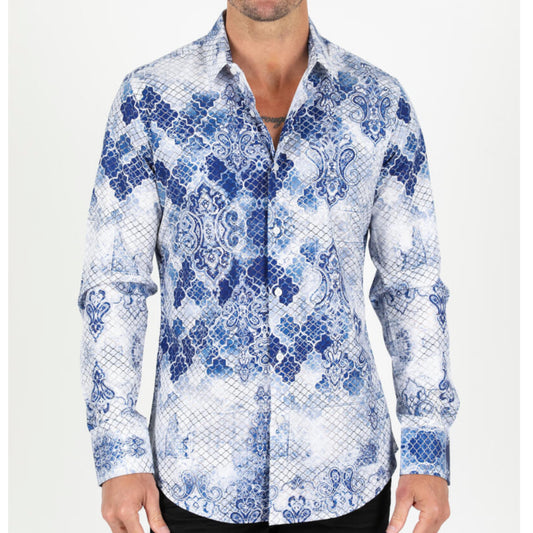 Platini Men’s Blue Foiled Modern Fit Shirt FPL9610