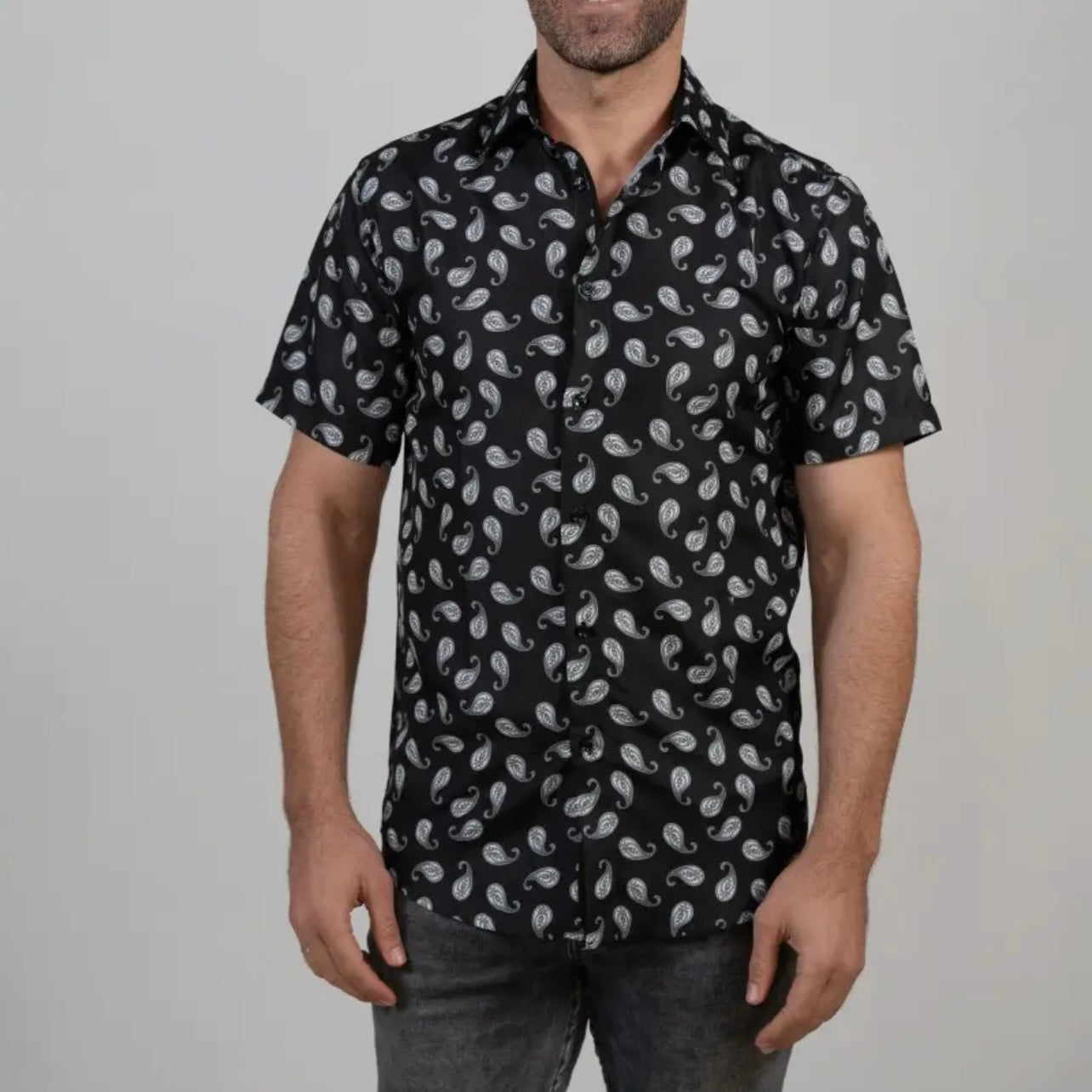 Silver Stone Men’s Black Paisley Short Sleeve SSP2236