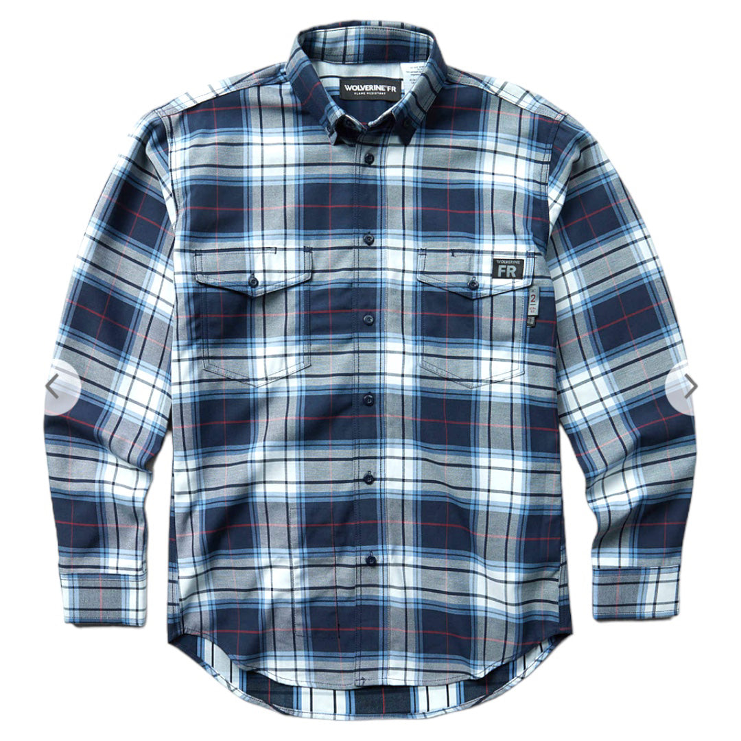 Wolverine FR Plaid Twill Shirt Silver Line W1203980-203