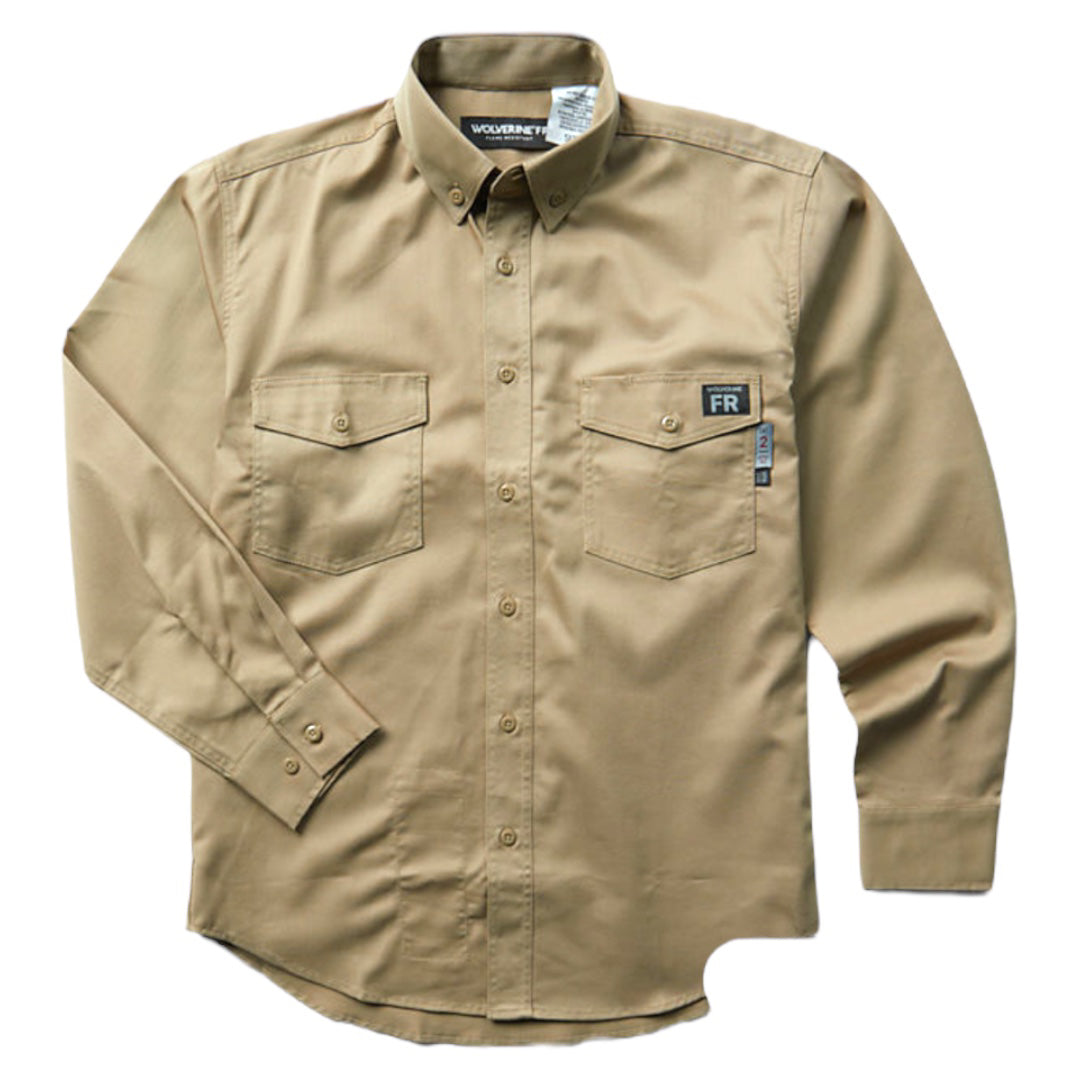 Wolverine Men’s FR Twill Long Sleeve Shirt Khaki W1203320-236