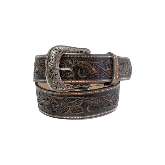 Texas Gold Brown Hand Tooled Leather Belt 5201